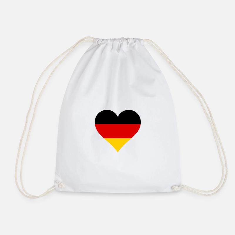 Germany german flag ensign heart - Drawstring Bag - white