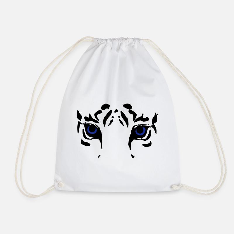 tiger head - Drawstring Bag - white