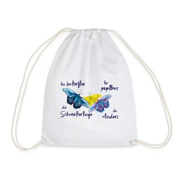 Papillons colorés, 4 langues - Sac de sport léger - blanc - Devant