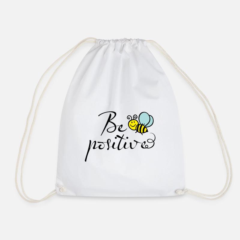 Be Positive Bee Motif - Drawstring Bag - white