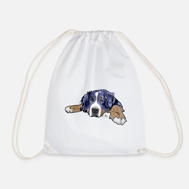 Bernese Mountain Dog - Drawstring Bag - white