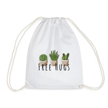 Free Hugs - Cactus, funny saying - Drawstring Bag - white - Front