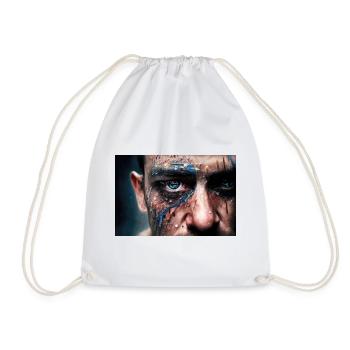 Disturbing man's face - Drawstring Bag - white - Front