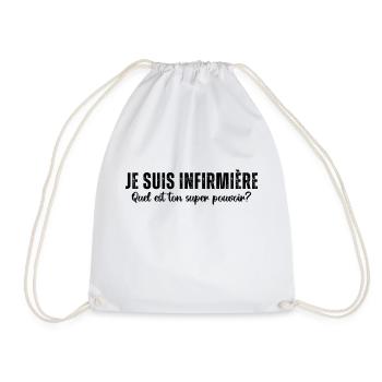 Infirmière super pouvoir humour infirmiere cadeau - Sac de sport léger - blanc - Devant
