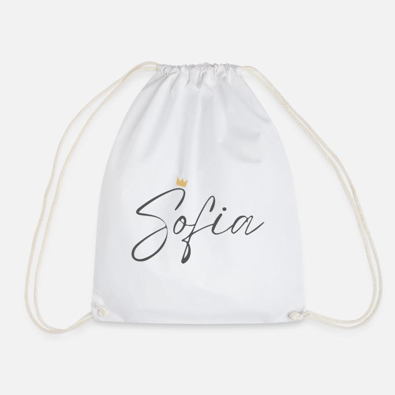 Princess Sofia Crown Shirt – Name with letter S - Drawstring Bag - white