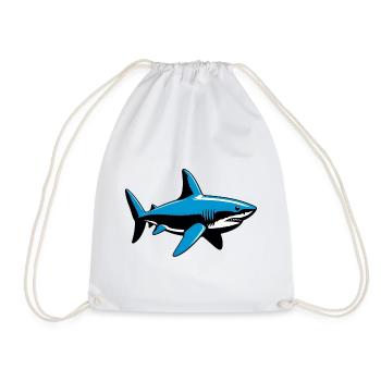 Shark - Drawstring Bag - white - Front