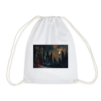 Poster Illustration Medieval Landscape in Ruins - Drawstring Bag - white - Front