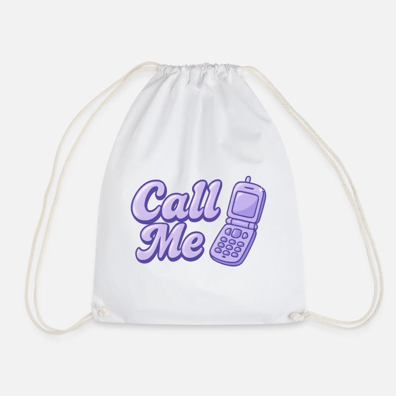 Call Me - Drawstring Bag - white