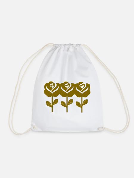 Grafische goldenes Rosen-Muster - Turnbeutel - Weiß