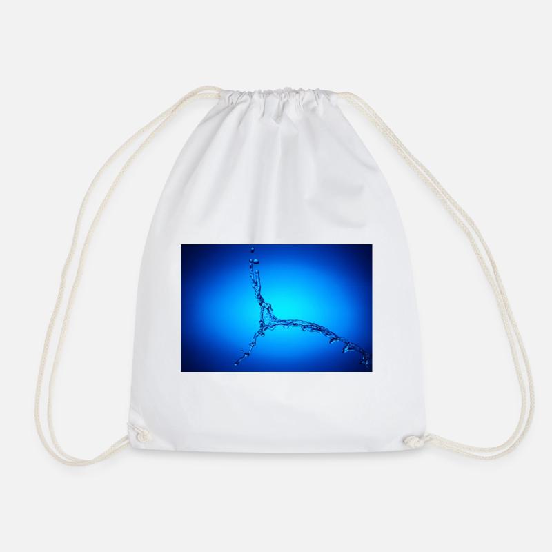 Blue Water Splash #2 - Drawstring Bag - white