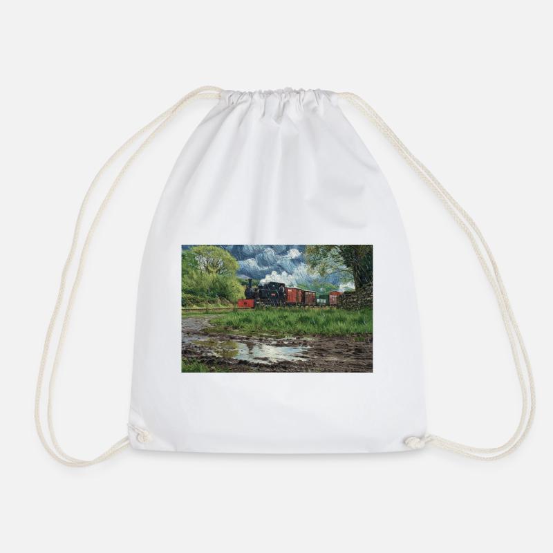 Narrow Gauge Storm - Drawstring Bag - white