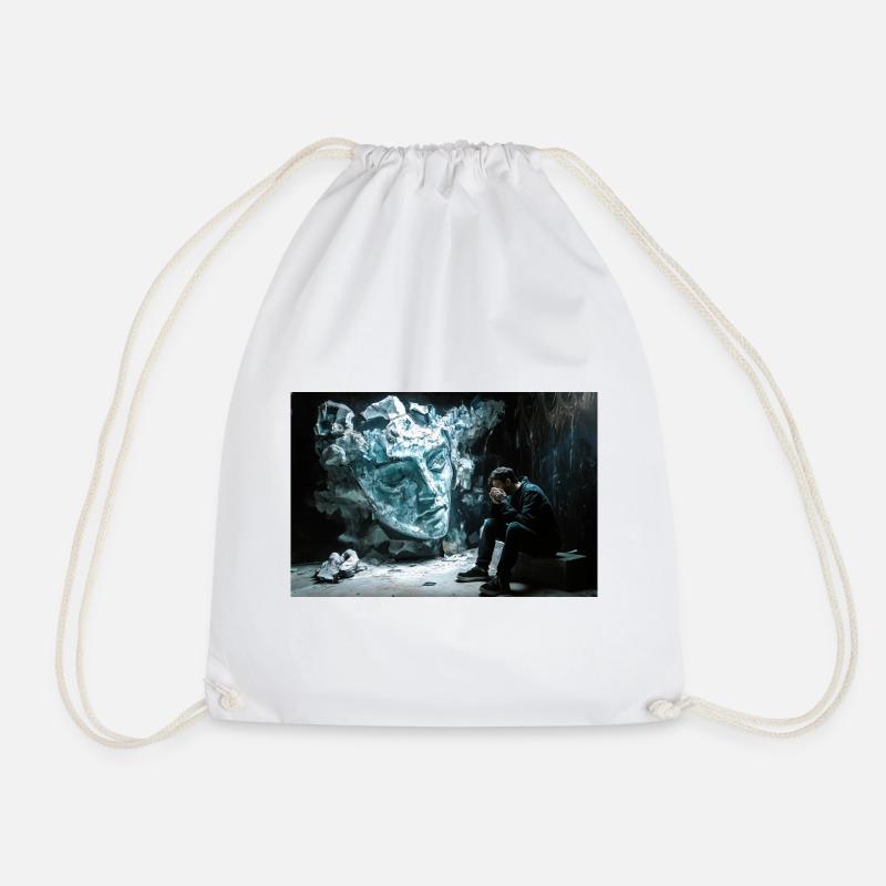 Broken statue, pensive man - Drawstring Bag - white
