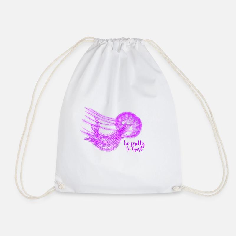 Jellyfish - too pretty to trust - Drawstring Bag - white