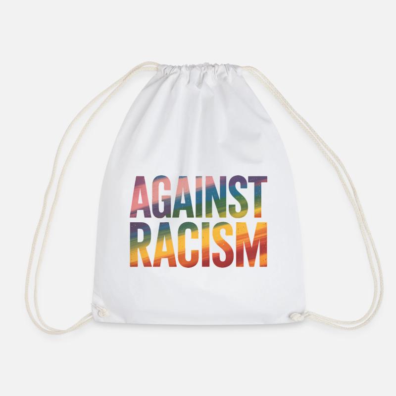 Gegen Rassismus – Antifa-Regenbogen-Tee - Turnbeutel - Weiß