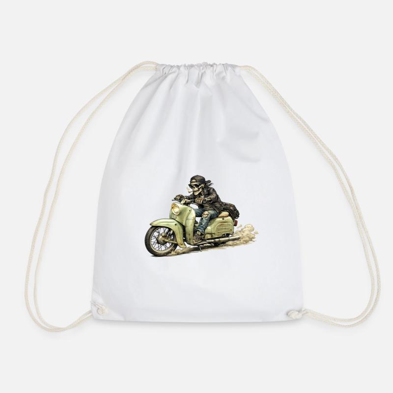 Schwalbe - Oldschool Biker IFA DDR - Drawstring Bag - white