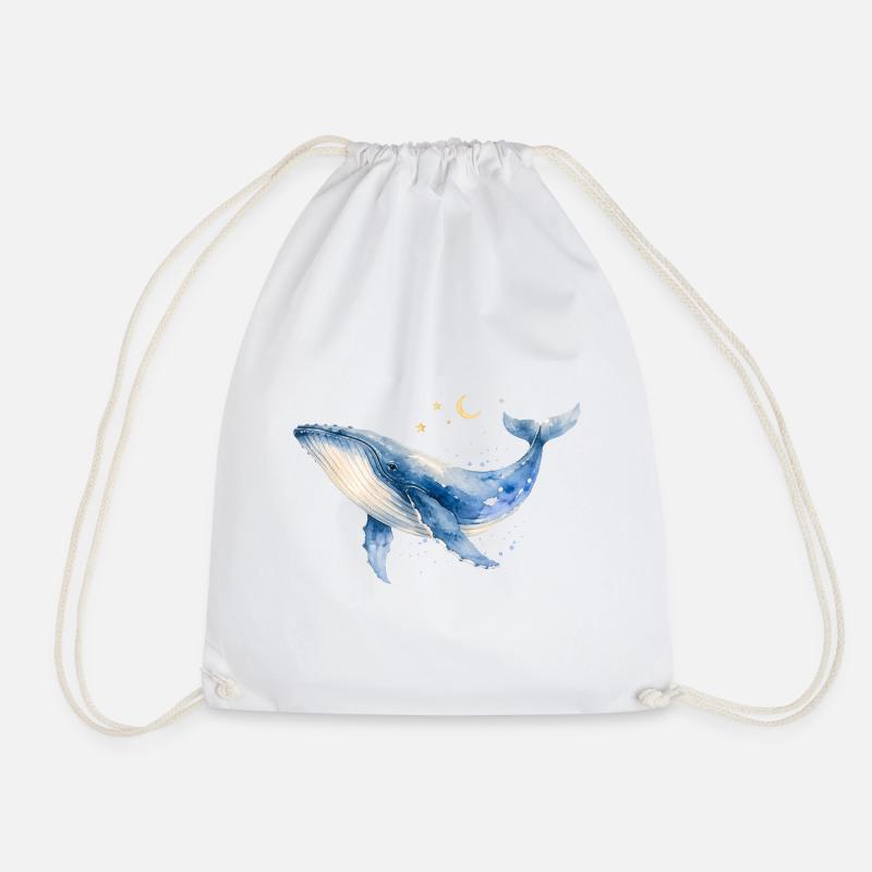 Wal Aquarell by MEERchandise  - Turnbeutel - Weiß