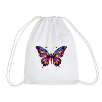 Colorful Stained Glass Butterfly - Drawstring Bag - white - Front