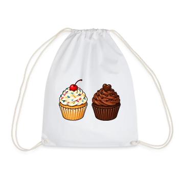Cupcake Duo: Vanille & Schoko - Turnbeutel - Weiß - Vorne