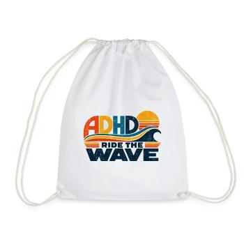 ADHD – Ride the Wave | Retro-Sonne & Welle - Turnbeutel - Weiß - Vorne