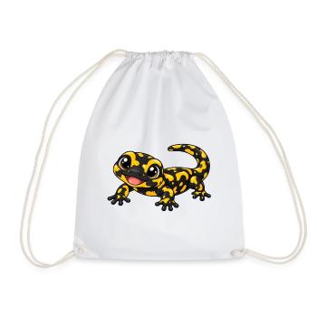 Salamander Kawaii Style – Süßes Amphibienmotiv - Turnbeutel - Weiß - Vorne