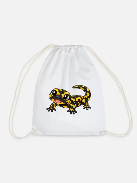 Salamander Kawaii Style – Süßes Amphibienmotiv - Turnbeutel - Weiß