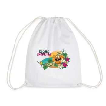 Paradise Tropical Pumpkin Exotische Blumen - Turnbeutel - Weiß - Vorne