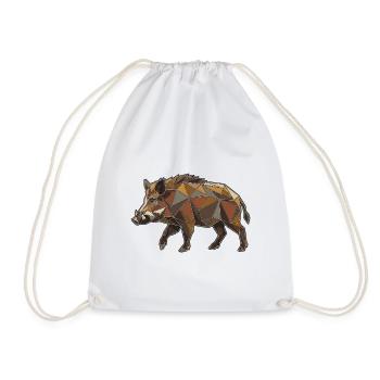 Poly Stil Wildschwein - Turnbeutel - Weiß - Vorne