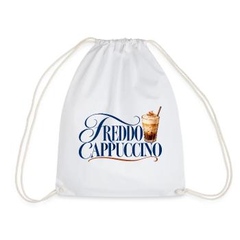 Freddo Cappuccino Schrift mit Eiskaffee - Turnbeutel - Weiß - Vorne