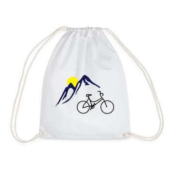 Bike, mountains and Sun - Drawstring Bag - white - Front