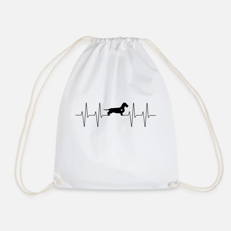 Dackel heart beat - Drawstring Bag - white