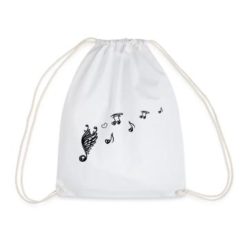 Note musicale avec des ailes et du cœur. - Sac de sport léger - blanc - Devant
