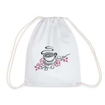 Tee, Teetasse, tea time, Kirschblüten - Turnbeutel - Weiß - Vorne