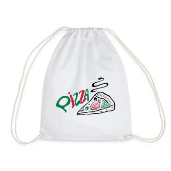 Big slice of Pizza, Italian food. - Drawstring Bag - white - Front