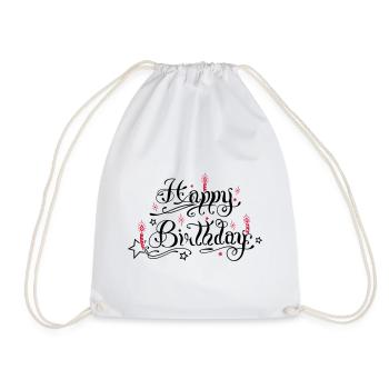 Happy birthday lettering with candles. - Drawstring Bag - white - Front