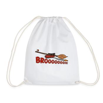 Funny witch broom with motor - Brooooooom! - Drawstring Bag - white - Front