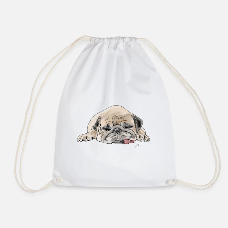 Pug Mops Wauwau - Turnbeutel - Weiß