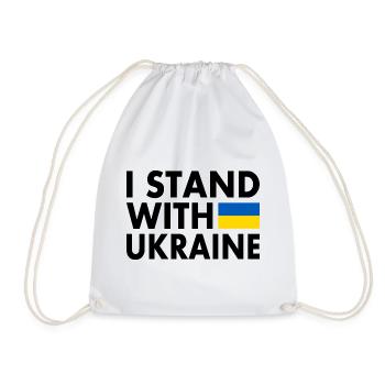 I stand with ukraine - Drawstring Bag - white - Front