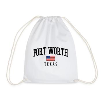 Fort Worth Texas USA Flag Motif - Drawstring Bag - white - Front