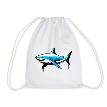 Shark - Drawstring Bag - white - Front