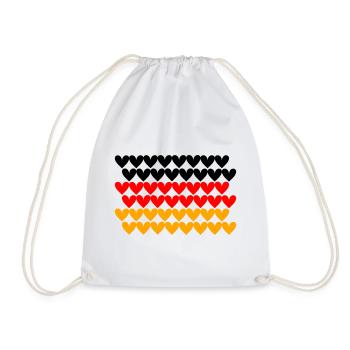 Germany Flag Heart Tile Design - Drawstring Bag - white - Front
