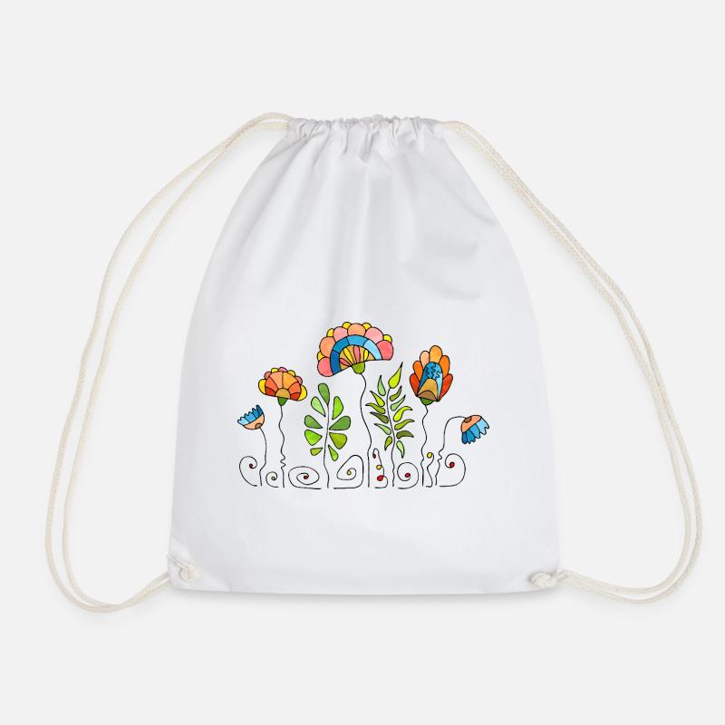 Flowers - Drawstring Bag - white