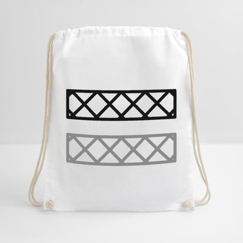 Fence Grid Pattern Frame Drawstring Bag