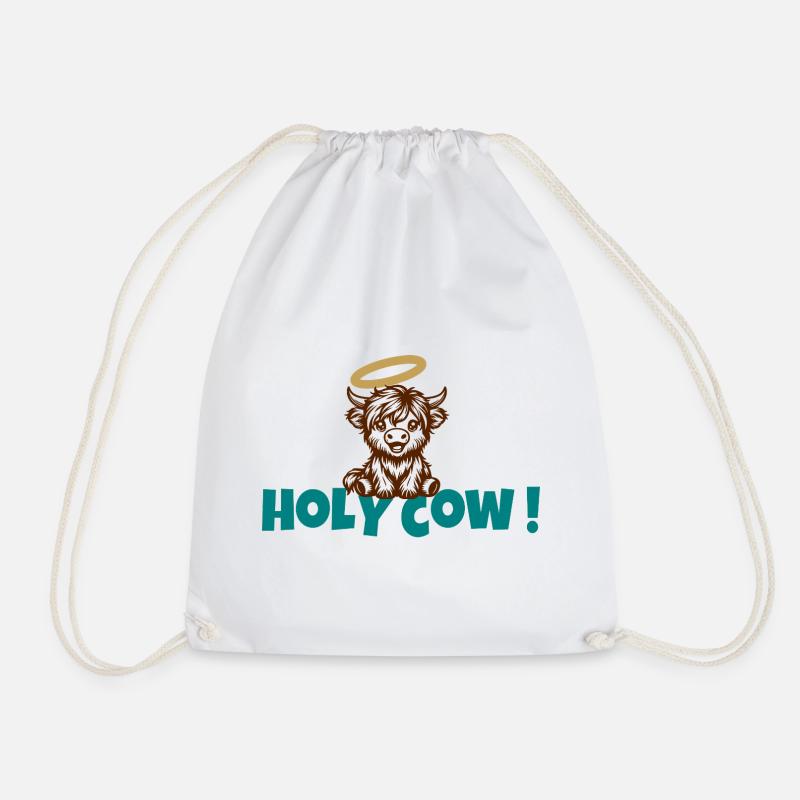 Holy Cow Halo Cartoon - Drawstring Bag - white