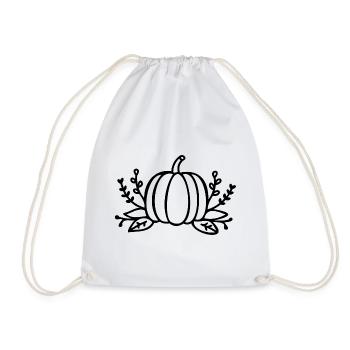 Line Art Kürbis Halloween Herbst - Turnbeutel - Weiß - Vorne
