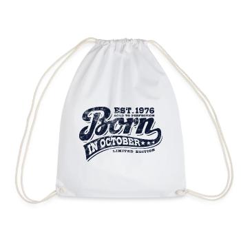 Born in October 1976 - Geburtstag - Geschenk - Turnbeutel - Weiß - Vorne