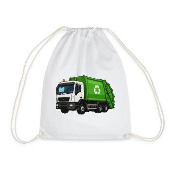 Grüner Müllwagen Recycling - Turnbeutel - Weiß - Vorne