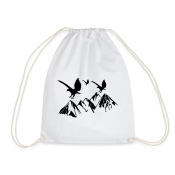 Birds fly over mountains - Drawstring Bag - white - Front