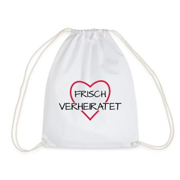 Frisch verheiratet Herz Hochzeit Hochzeitsreise - Turnbeutel - Weiß - Vorne