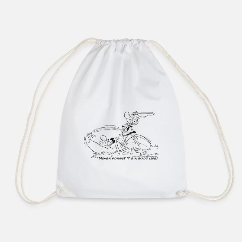 Asterix & Obelix - Never Forget... B/W - Drawstring Bag - white