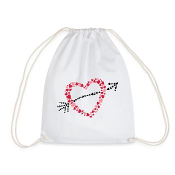 Grand coeur avec une flèche de nombreux cœurs. - Sac de sport léger - blanc - Devant